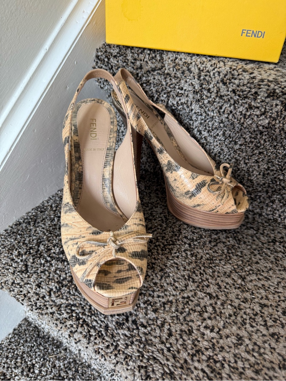 Fendi Brown/Tan Women's Heels with Signature Monogram Detail